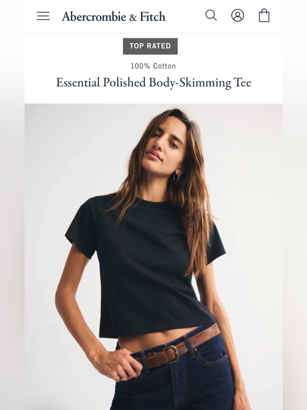 Abercrombie & Fitch Women’s Essential Body Skimming Tee Black Size XXL